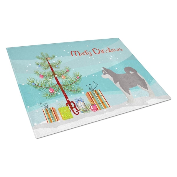 Carolines Treasures Pomsky No.2 Christmas Tree Glass Cutting Board Large - CK3862LCB