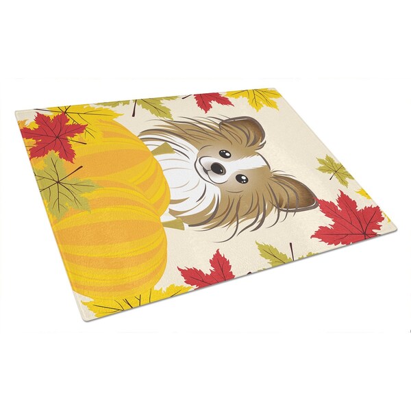 Carolines Treasures Papillon Thanksgiving Glass Cutting Board- Large - BB2054LCB