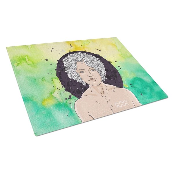 Carolines Treasures Aquarius Zodiac Sign Glass Cutting Board Large - BB7315LCB