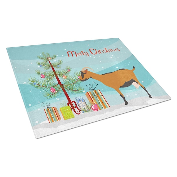 Carolines Treasures Oberhasli Goat Christmas Glass Cutting Board - Large - BB9255LCB
