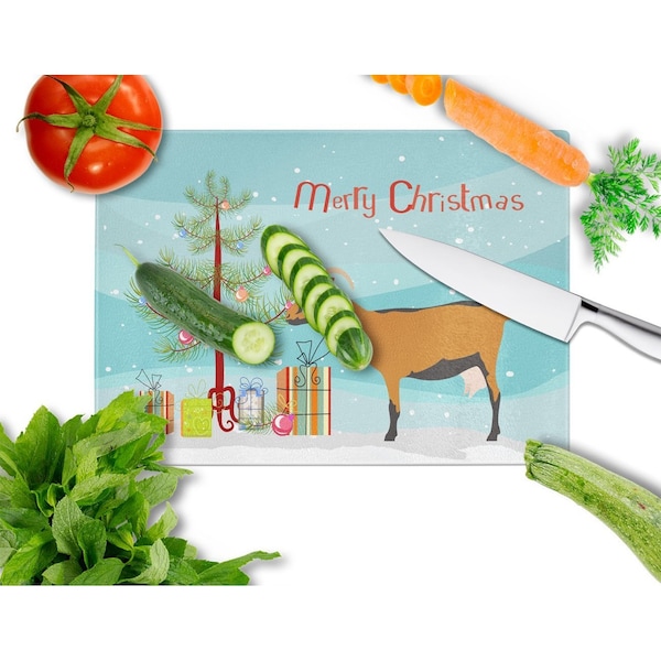 Carolines Treasures Oberhasli Goat Christmas Glass Cutting Board - Large - BB9255LCB