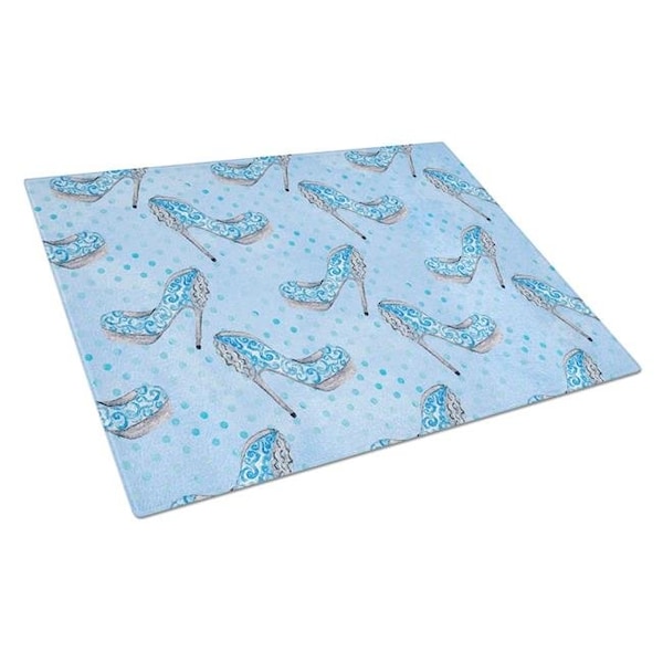 Carolines Treasures Carolines Treasures BB7554LCB Watercolor Cinderella Shoe in Blue Glass Cutting Board; Large - BB7554LCB