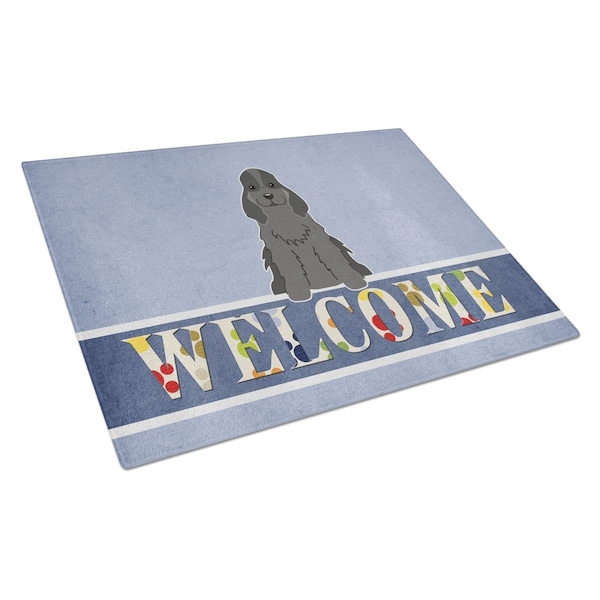 Carolines Treasures Cocker Spaniel Black Welcome Glass Cutting Board Large - BB5673LCB