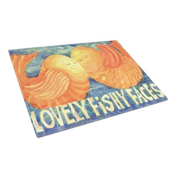 Carolines Treasures 15 x 12 in. Kissing Fish Glass Cutting Board- Large - 6052LCB