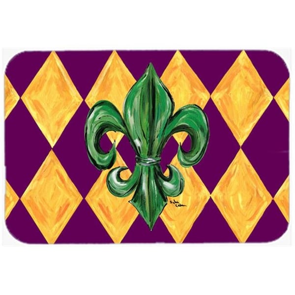 Carolines Treasures Carolines Treasures 8133LCB 15 X 12 In. Mardi Gras Fleur de lis Purple Green and Gold Glass Cutting Board Large Size - 8133LCB