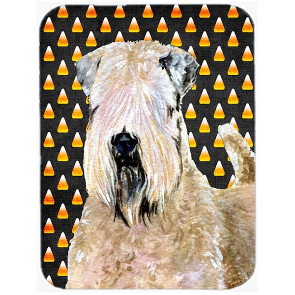 Carolines Treasures Wheaten Terrier Soft Coated Candy Corn Halloween Glass Cutting Board - Large - SS4281LCB