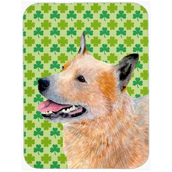 Carolines Treasures 15 x 12 in. Australian Cattle Dog St. Patricks Day Shamrock Glass Cutting Board - Large - LH9182LCB