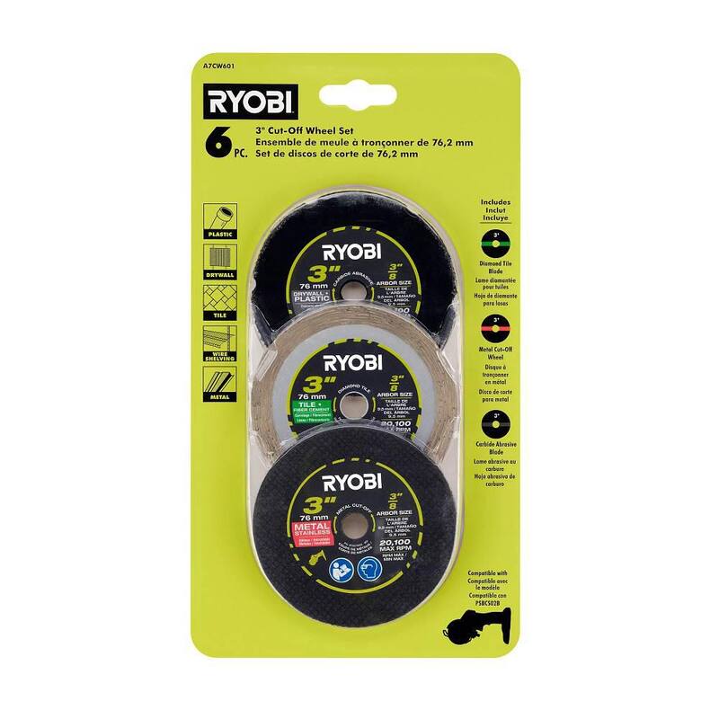 Juego de 6 discos de corte de carburo de 3 pulgadas RYOBI - A7CW601