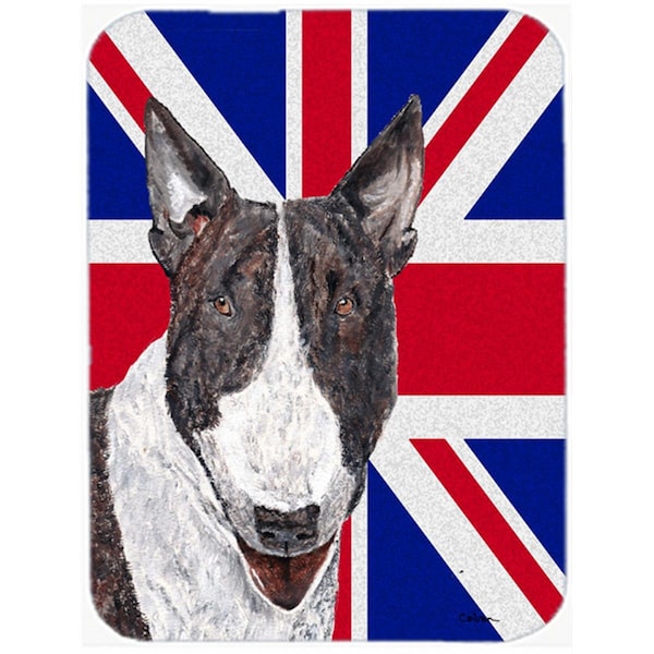 Carolines Treasures Bull Terrier With Engish Union Jack British Flag Glass Cutting Board - Large - SC9861LCB