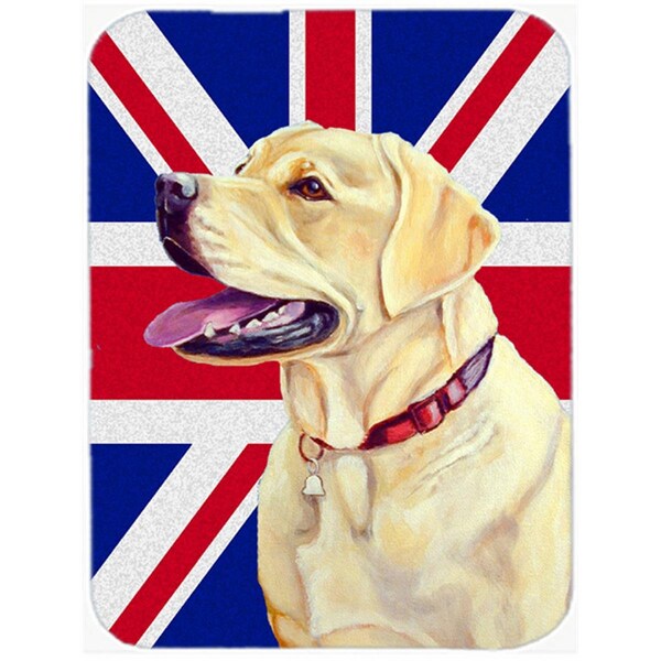 Carolines Treasures Labrador With English Union Jack British Flag Glass Cutting Board - Large - LH9490LCB