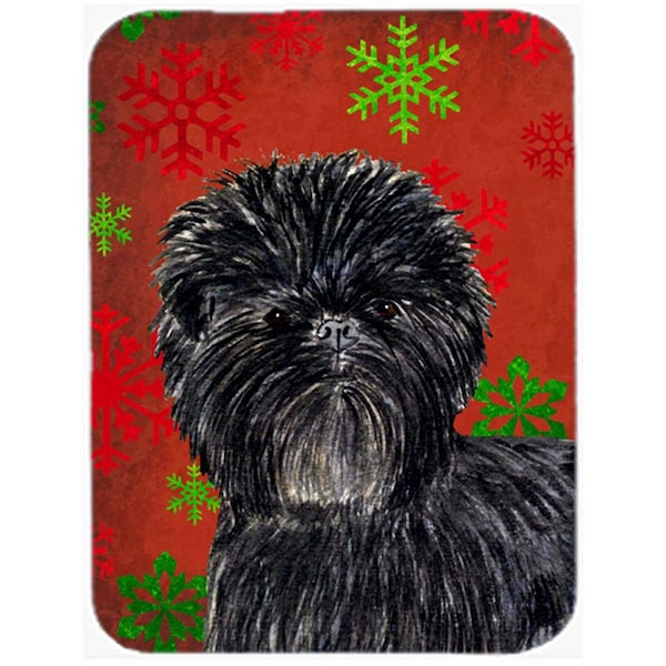Carolines Treasures Affenpinscher Red and Green Snowflakes Christmas- Glass Cutting Board - Large - SS4718LCB