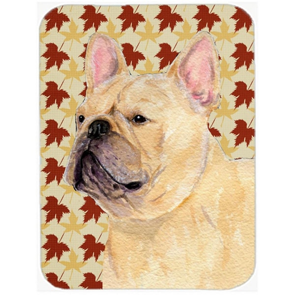 Carolines Treasures 12 x 15 in. French Bulldog Fall Leaves Portrait Glass Cutting Board- Large - SS4371LCB