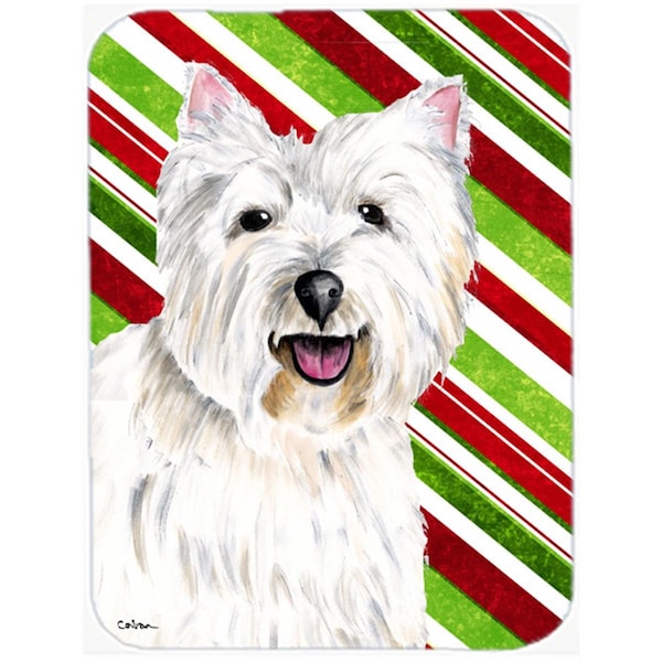 Carolines Treasures 15 x 12 in. Westie Candy Cane Holiday Christmas Glass Cutting Board - Large - SC9330LCB