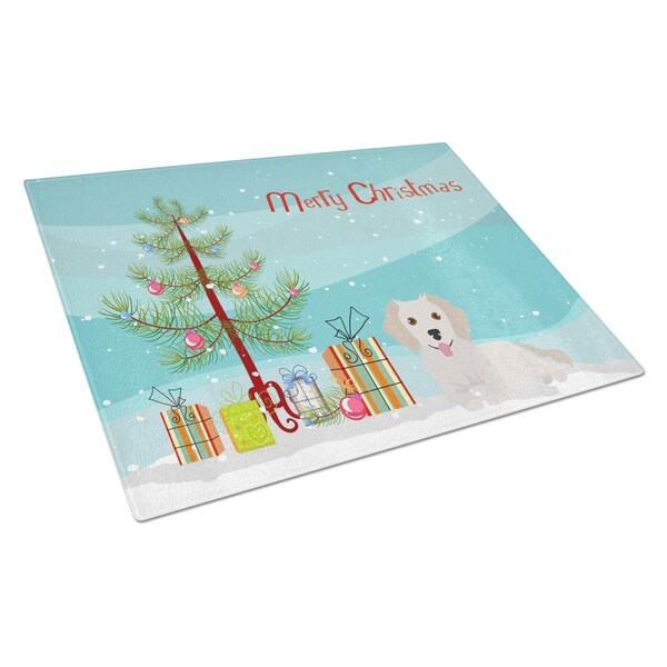 Carolines Treasures Small Greek Domestic Dog Kokoni No.2 Christmas Tree Glass Cutting Board - Large - CK3510LCB