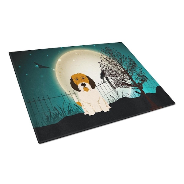 Carolines Treasures Halloween Scary Petit Basset Griffon Veenden Glass Cutting Board, Large - BB2269LCB