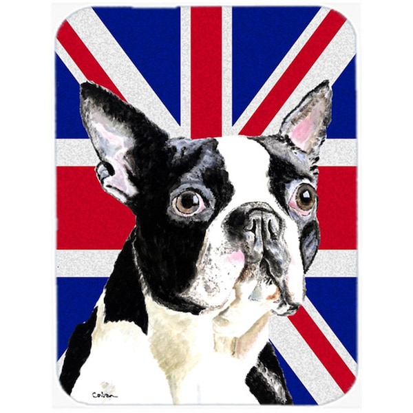 Carolines Treasures Boston Terrier With English Union Jack British Flag Glass Cutting Board - Large - SC9816LCB