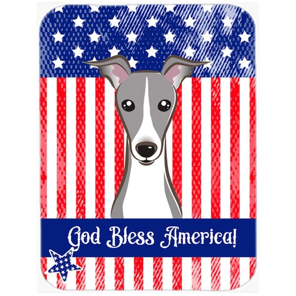 Carolines Treasures God Bless American Flag with Italian Greyhound Glass Cutting Board- Large - BB2166LCB