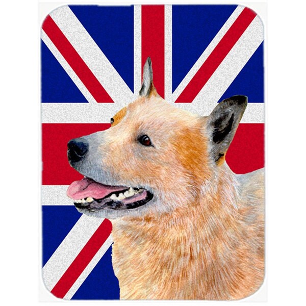Carolines Treasures Australian Cattle Dog With English Union Jack British Flag Glass Cutting Board - Large - LH9469LCB
