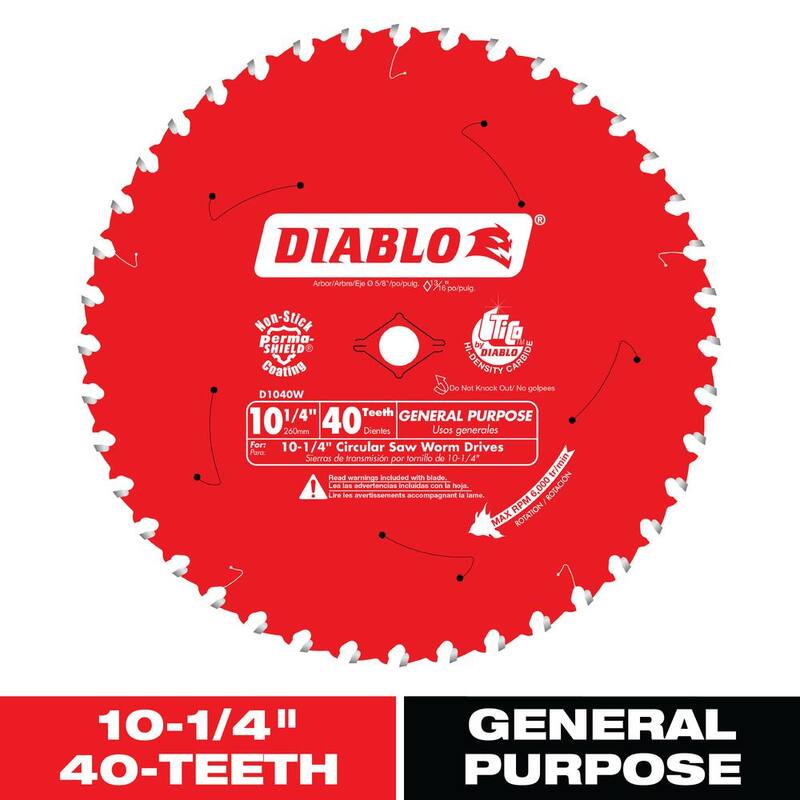DIABLO 10-1/4 pulgadas x 40 dientes Hoja de sierra para vigas de uso general - D1040W