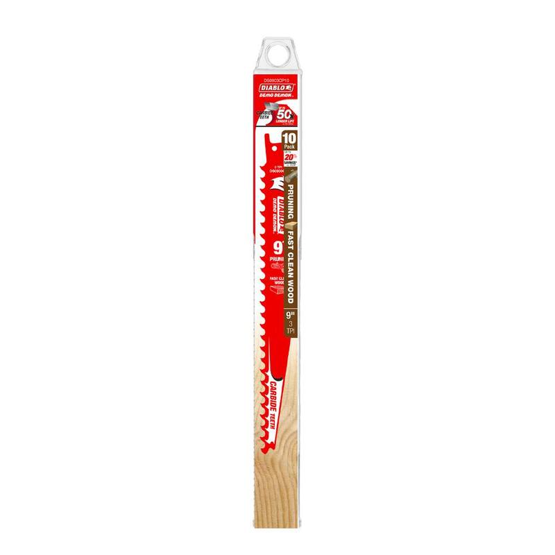 DIABLO 9 pulgadas 3 TPI Demo Demon Hojas de sierra reciproca de punta de carburo para poda y madera limpia - DS0903CP10