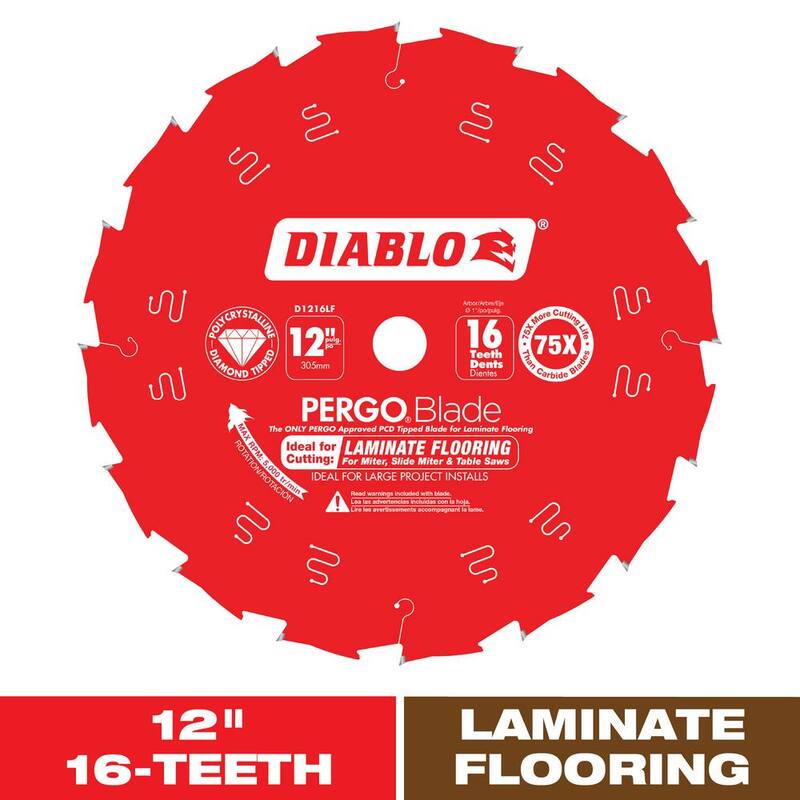 DIABLO 10 pulgadas x 12 dientes PergoBlade Hoja de sierra para pisos laminados y de madera - D1216LF
