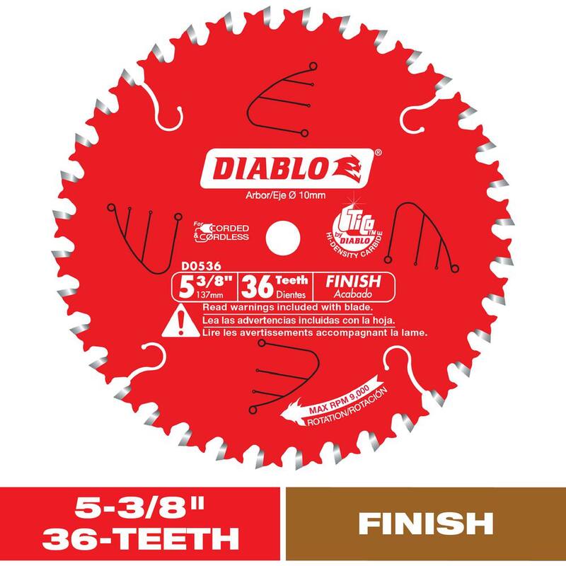 DIABLO Hoja de sierra de acabado de 5-3/8 pulgadas x 36 dientes para madera - D0536X