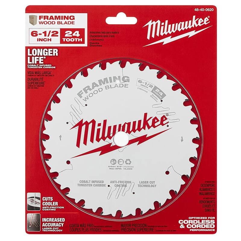 Hoja de sierra circular para entramado de 6-1/2 pulgadas x 24 dientes - 48-40-0620 de Milwaukee