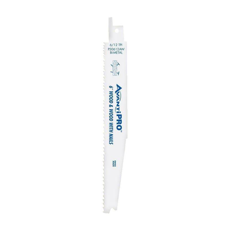 Cuchilla de sierra alternativa bi-metal de 6 pulgadas 6/12 TPI Avanti Pro para cortar madera con clavos incrustados - PS0612AW