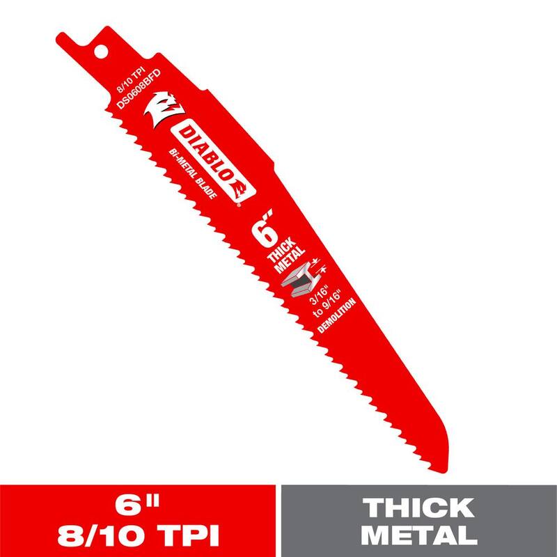 DIABLO 6 pulg. 8/10 TPI Hoja de sierra reciproca bimetálica para metal grueso - DS0608BFD