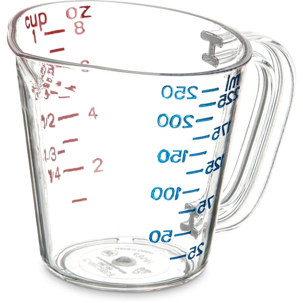 Carlisle Foodservice Commercial Measuring Cup, 1 c, Clr, PK12 - 4314107