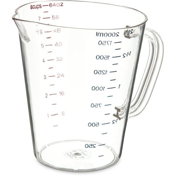 Carlisle Foodservice Commercial Measuring Cup, 1/2 gal., Cl, PK6 - 4314407