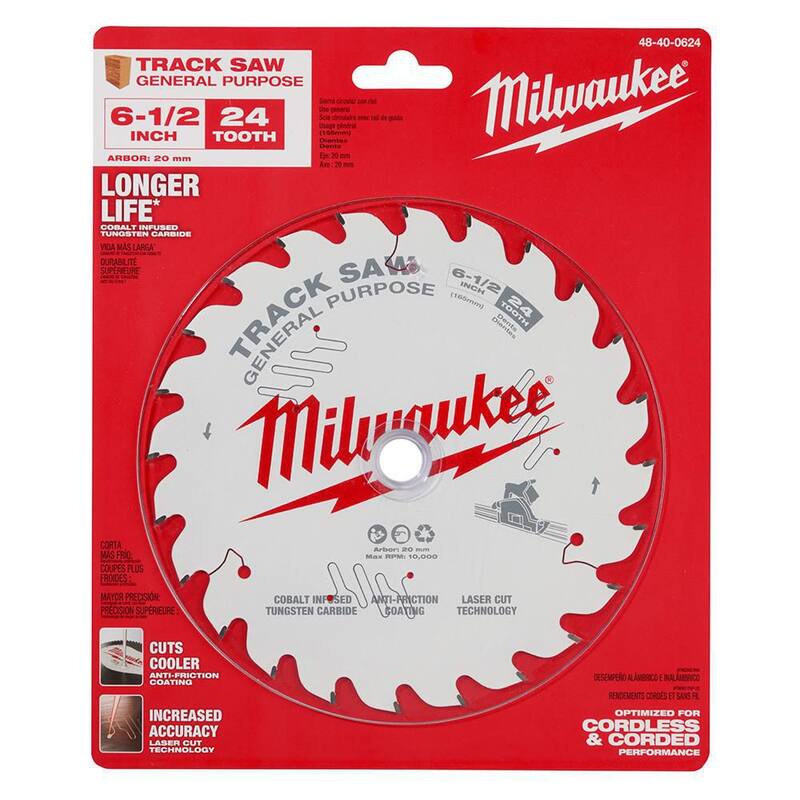 Milwaukee hoja de sierra de riel para segueta de propósito general de carburo de 6-1/2 pulgadas x 24 dientes (paquete de 1) - 48-40-0624