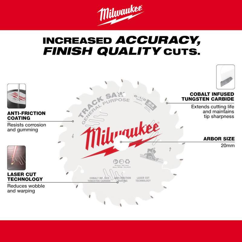 Milwaukee hoja de sierra de riel para segueta de propósito general de carburo de 6-1/2 pulgadas x 24 dientes (paquete de 1) - 48-40-0624