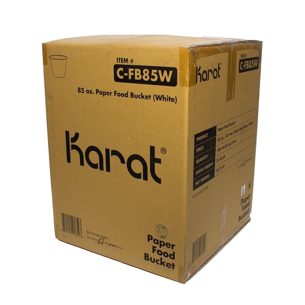 Karat Food Bucket, 85 oz, 7.36in. Dia x 6in.h, White, Paper, 180PK - C-FB85W