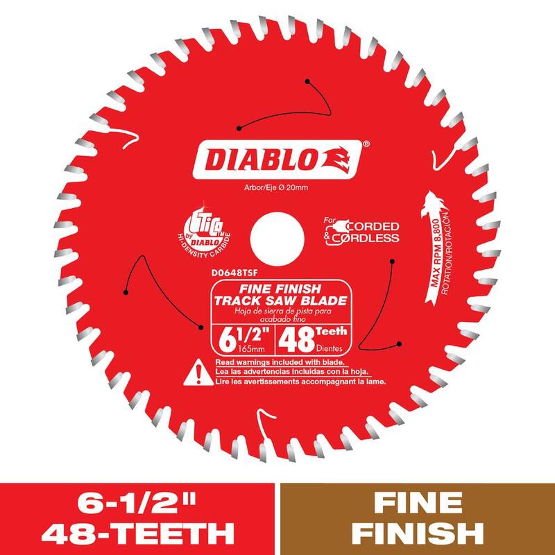 DIABLO 6-1/2 pulgadas 48 dientes Hoja para corte fino y para madera contrachapada - D0648TSF