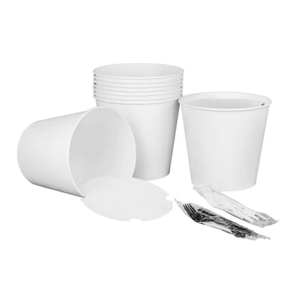Karat Food Bucket with Lid, 170 oz, 8.9in. Dia x 8.36in.h, White, Paper, 150PK - C-FB170W_BUNDLE
