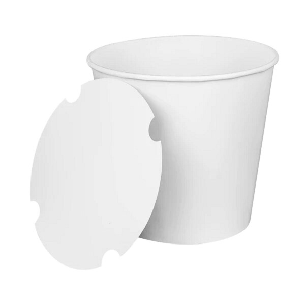 Karat Food Bucket with Lid, 170 oz, 8.9in. Dia x 8.36in.h, White, Paper, 150PK - C-FB170W_BUNDLE