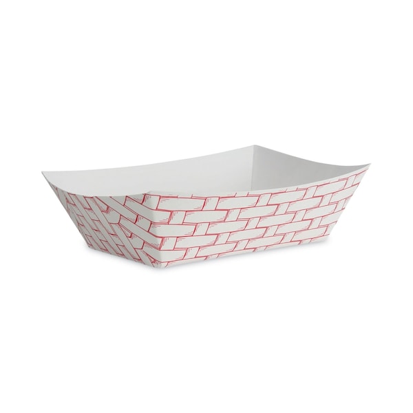 Boardwalk Paper Food Tray, 3lb., Red Weave, PK500 - BWK 30LAG300
