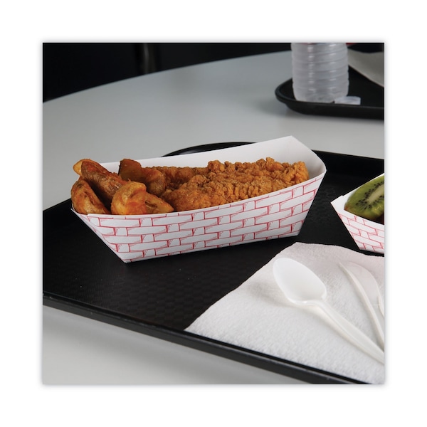 Boardwalk Paper Food Tray, 3lb., Red Weave, PK500 - BWK 30LAG300