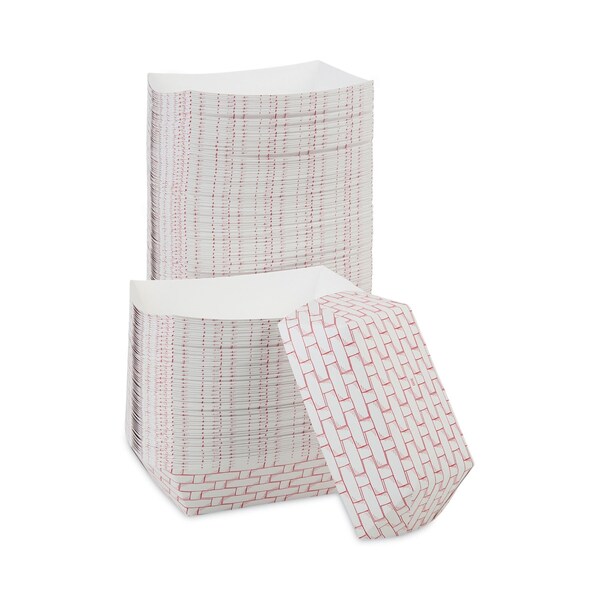 Boardwalk Paper Food Tray, 3lb., Red Weave, PK500 - BWK 30LAG300