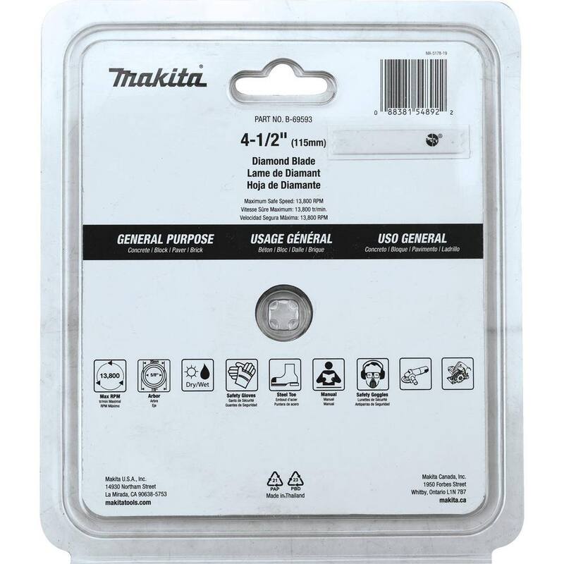 Disco de Diamante con Borde Segmentado de 4.5 in. para Uso General - B-69593
