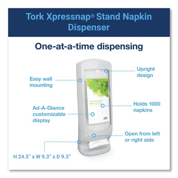 Tork Xpressnap Stand Napkin Dispenser, 9.25 x 9.25 x 24.5, Gray - 6334000