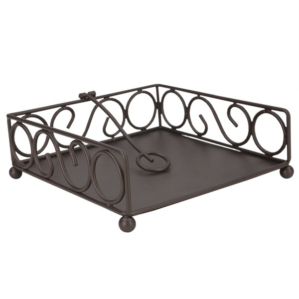 Home Basics Scroll Collection Steel Flat Napkin Holder, Bronze - NH10663