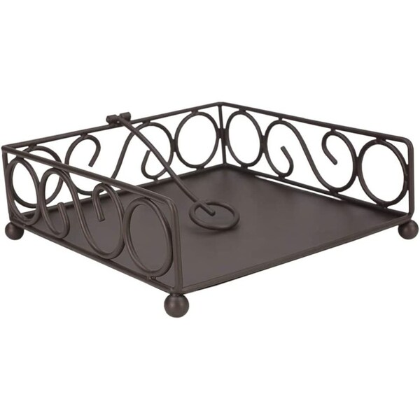 Home Basics Scroll Collection Steel Flat Napkin Holder, Bronze - NH10663