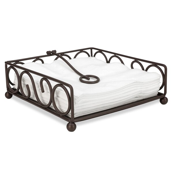 Home Basics Scroll Collection Steel Flat Napkin Holder, Bronze - NH10663