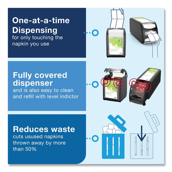 Tork Tork Xpressnap Fit Counter Napkin Dispenser Black N14, Signature Range, 5.6 x 4.8 x 12.8 - 7432000