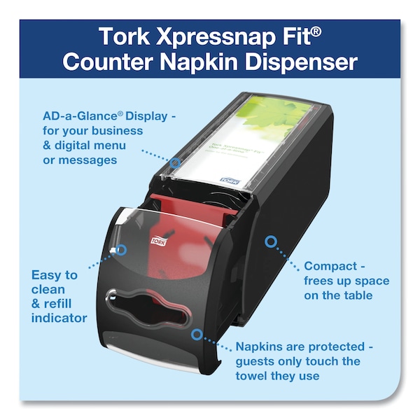 Tork Tork Xpressnap Fit Counter Napkin Dispenser Black N14, Signature Range, 5.6 x 4.8 x 12.8 - 7432000