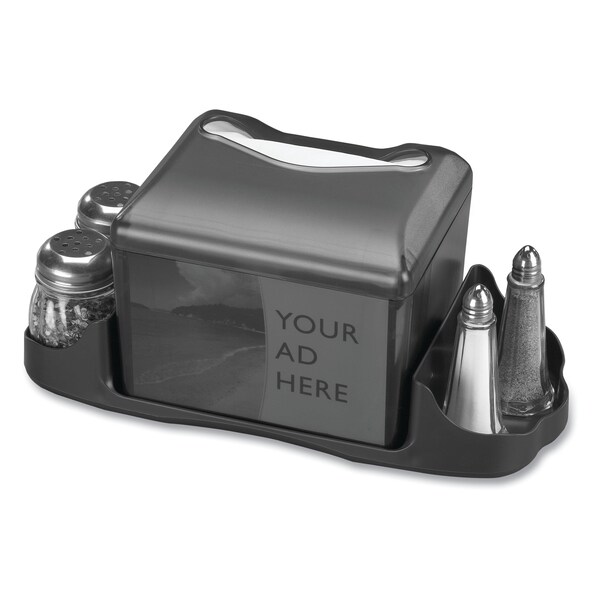 San Jamar Venue Napkin Dispenser w/Ad Inset, 6 1/2x6 1/8x6 8/9, Cap: 200, Black - H4005TBK