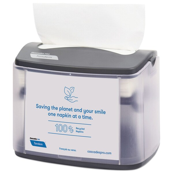 Cascades Pro Tandem Tabletop Napkin Dispenser, 6.1 x 8.16 x 6.3, Gray, 4PK - C402