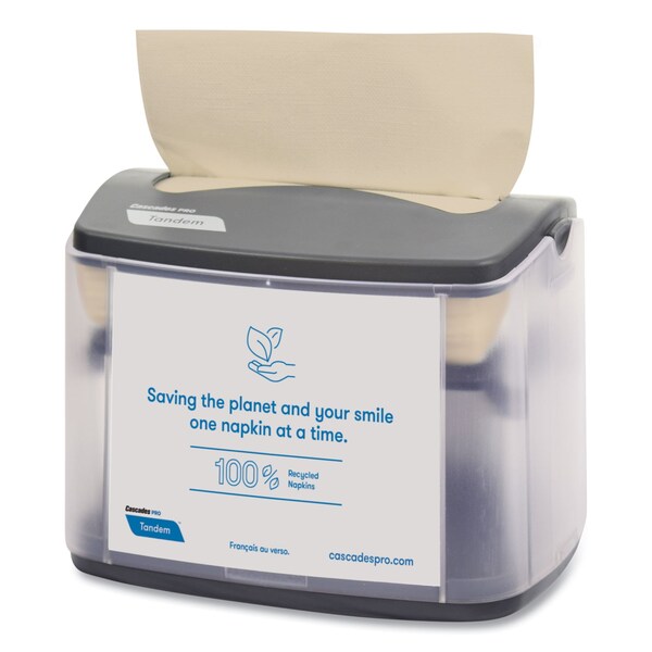 Cascades Pro Tandem Tabletop Napkin Dispenser, 6.1 x 8.16 x 6.3, Gray, 4PK - C402